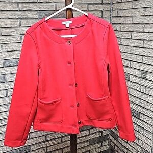 Croft & Barrow Ladies Jacket Sz L Red Button Up